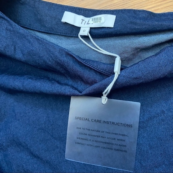 NEW Tibi One-Shoulder Chambray Bell Sleeve‎ Top 0 - Picture 7 of 8